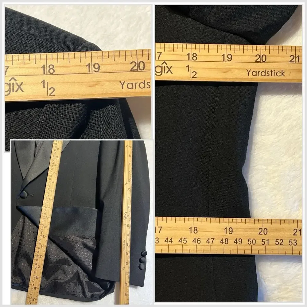 Vintage Cricketeer Tuxedo 38-40R 35x28 Solid Black 1 Button Wool Tux - Picture 15 of 16